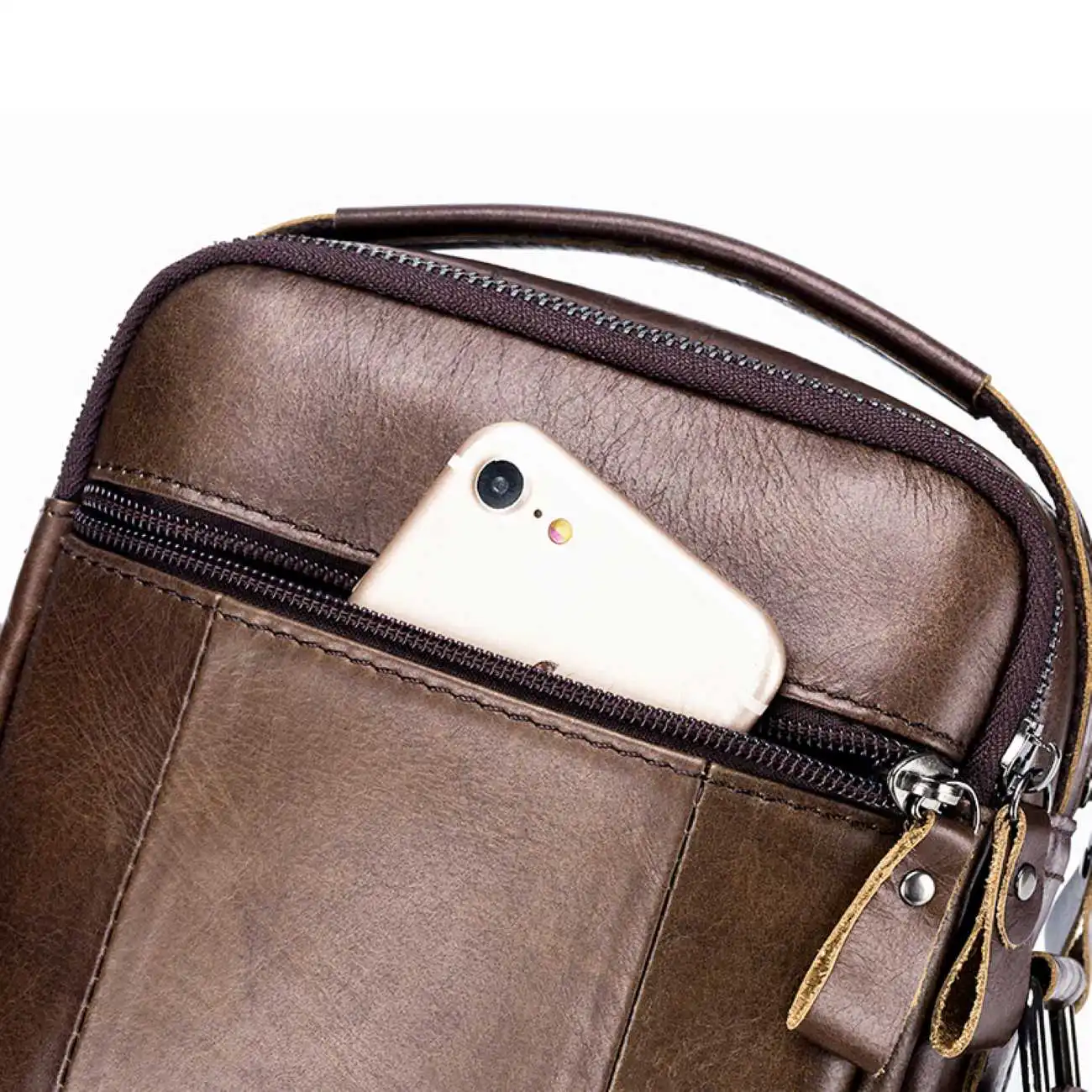 Ανδρικό Δερμάτινο Τσαντάκι Bull Captain DJB 91325 σκούρο καφέ