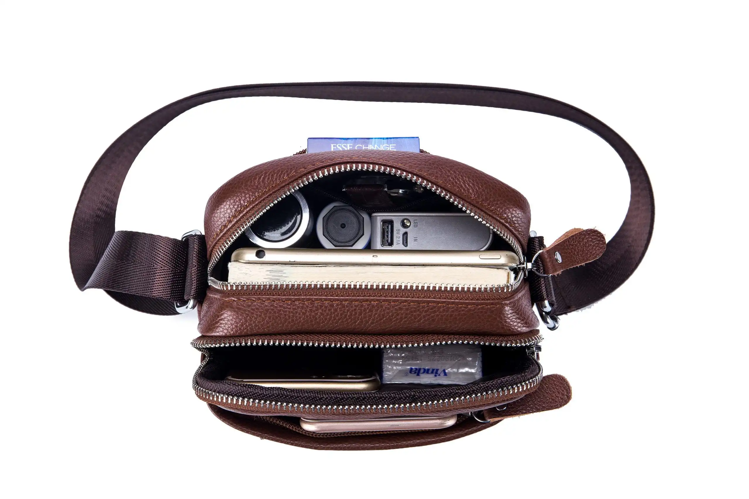 Δερμάτινο τσαντάκι ώμου Bull Captain DJB 010 καφέ