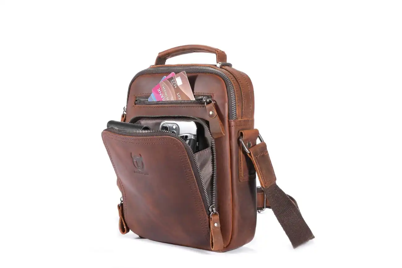 Δερμάτινο τσαντάκι ώμου Bull Captain DJB 0500-L καφέ