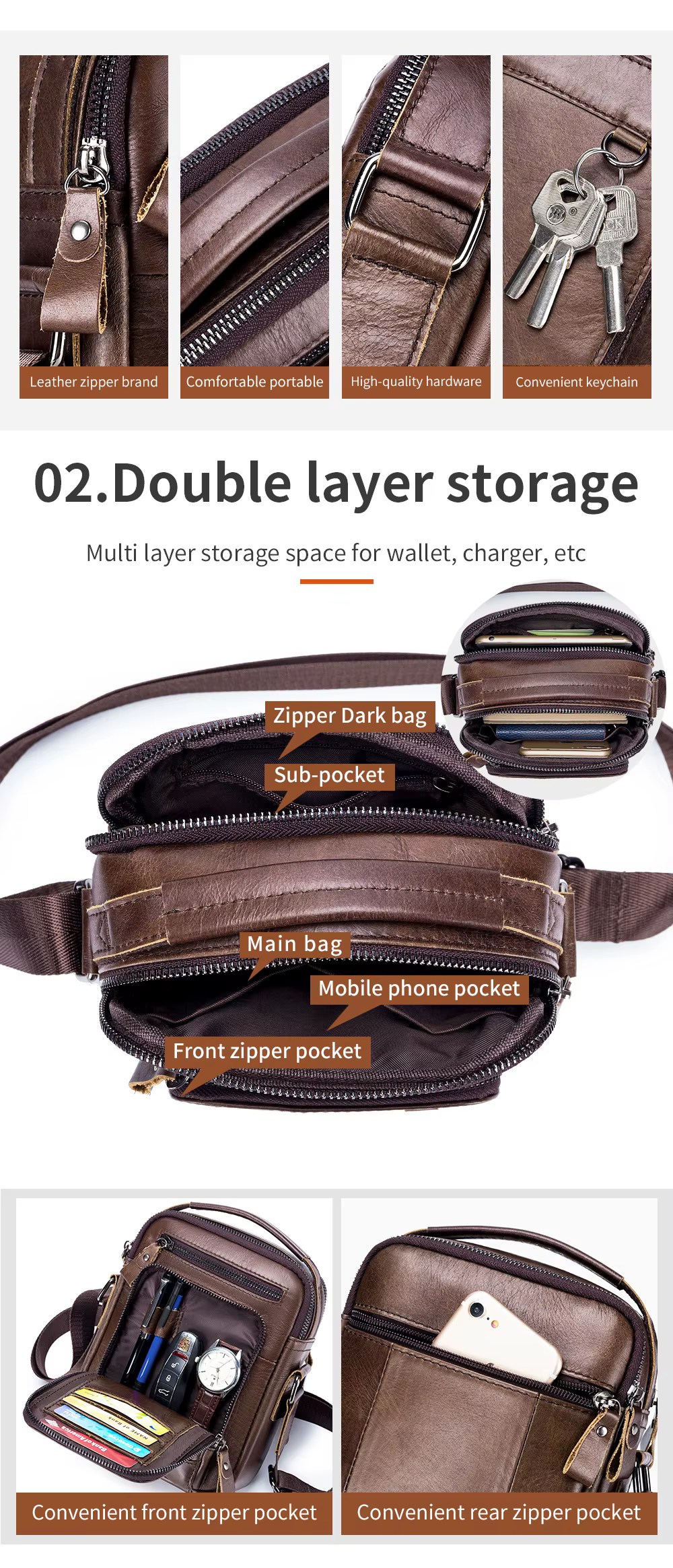 Ανδρικό Δερμάτινο Τσαντάκι Bull Captain DJB 91325 σκούρο καφέ