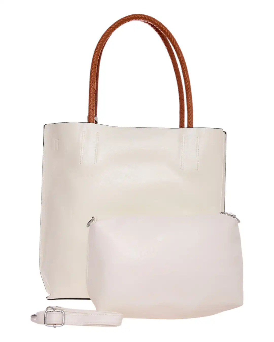 Τσάντα ώμου με νεσεσέρ - KX8061 - Ασπρο