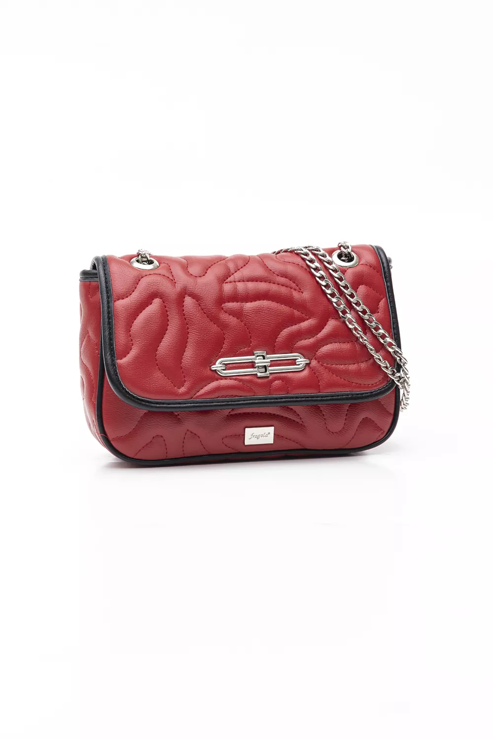 Τσάντα με αλυσίδα και καπάκι με μεταλλικό κλείσιμο με puffy κυματοειδή γαζιά