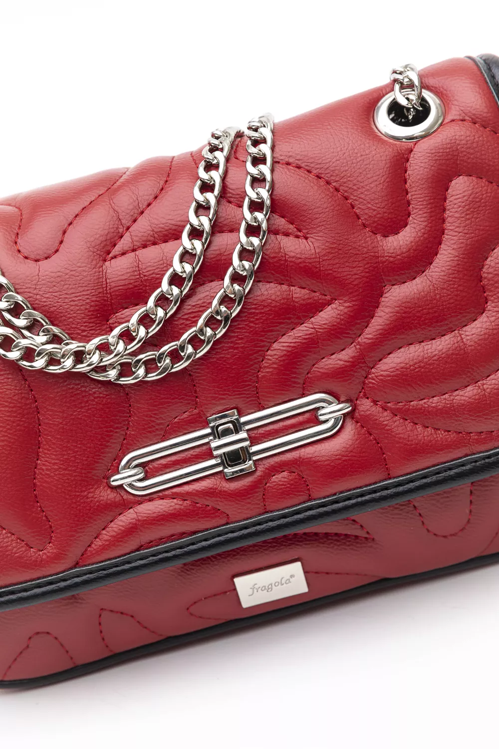 Τσάντα με αλυσίδα και καπάκι με μεταλλικό κλείσιμο με puffy κυματοειδή γαζιά