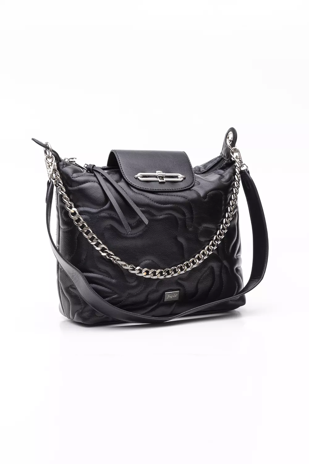 Πολυμορφική τσάντα μεσαίου μεγέθους με κυματοειδή γαζιά.