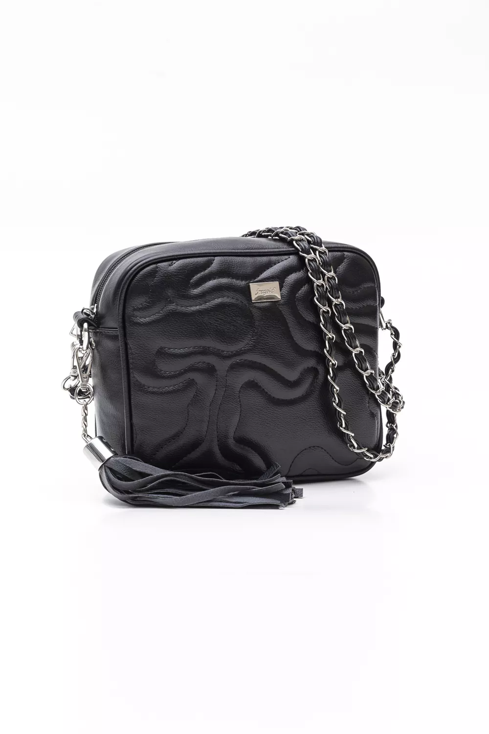 Τετράγωνη τσάντα με αλυσίδα και κυματοειδή γαζιά FH690