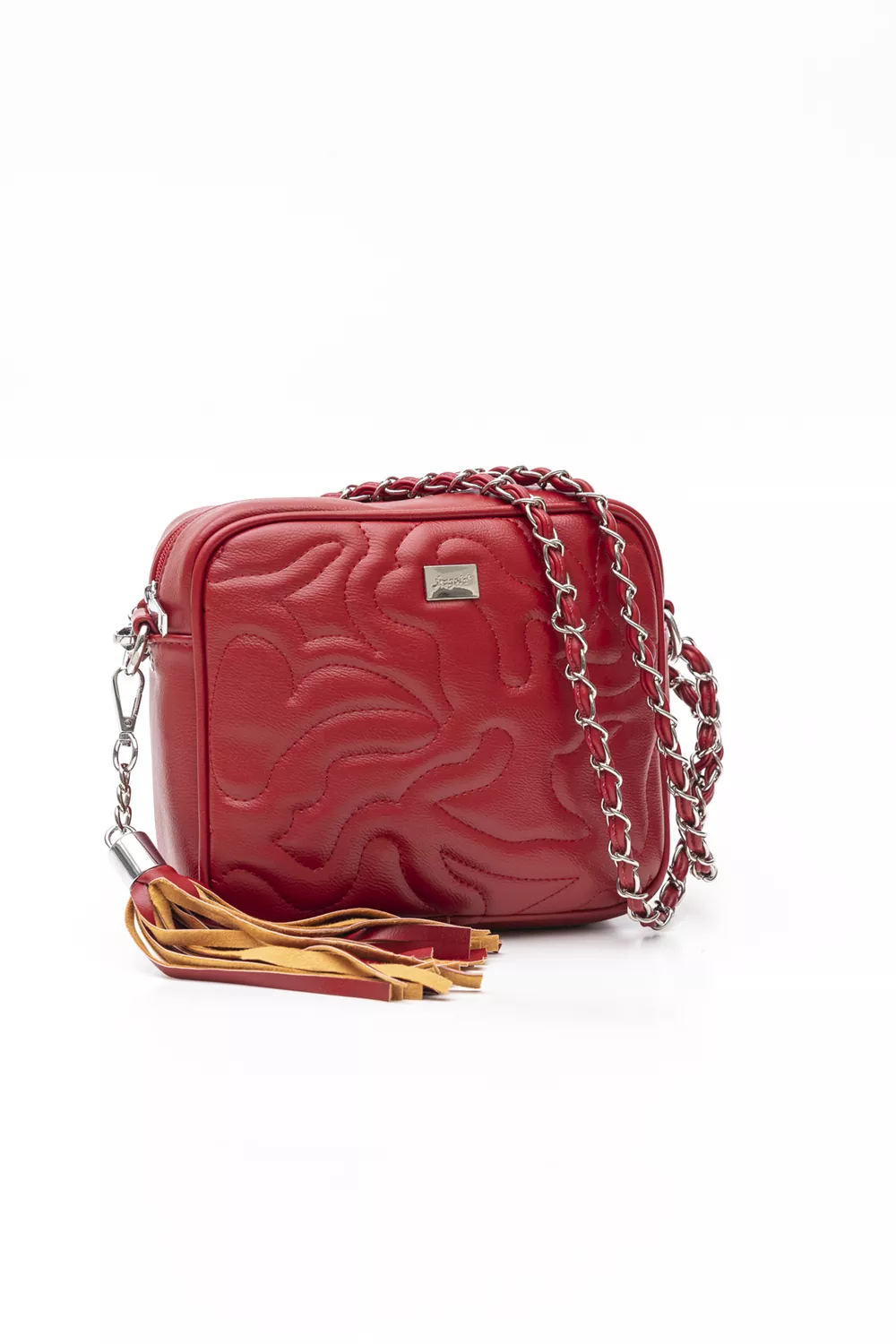 Τετράγωνη τσάντα με αλυσίδα και κυματοειδή γαζιά FH690