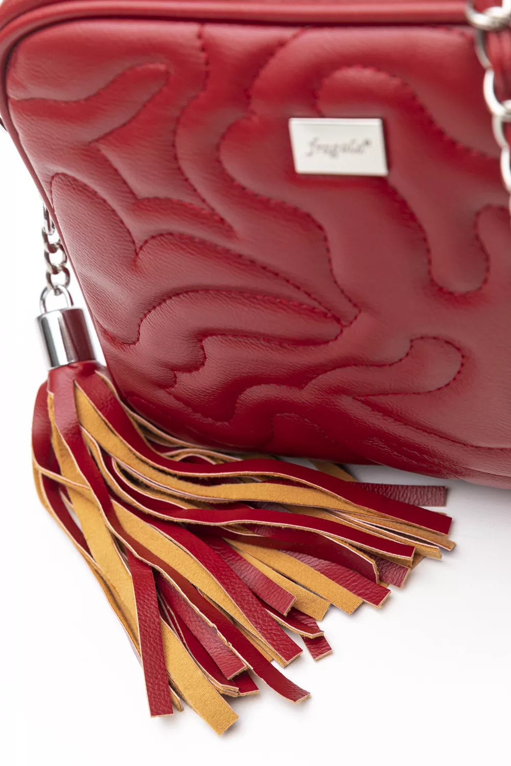 Τετράγωνη τσάντα με αλυσίδα και κυματοειδή γαζιά FH690