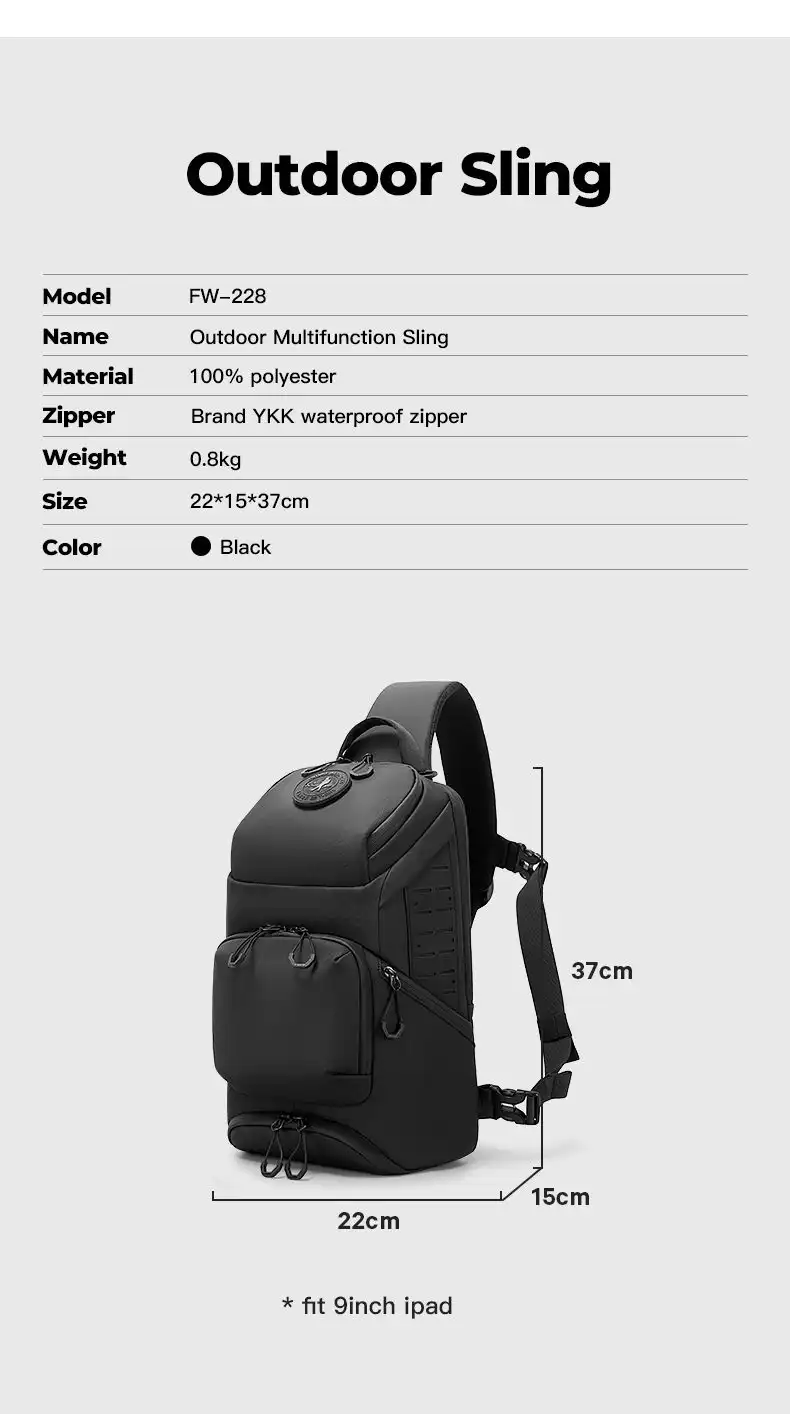 Τσαντάκι Στήθους Πλάτης Bange FW228 μαύρο