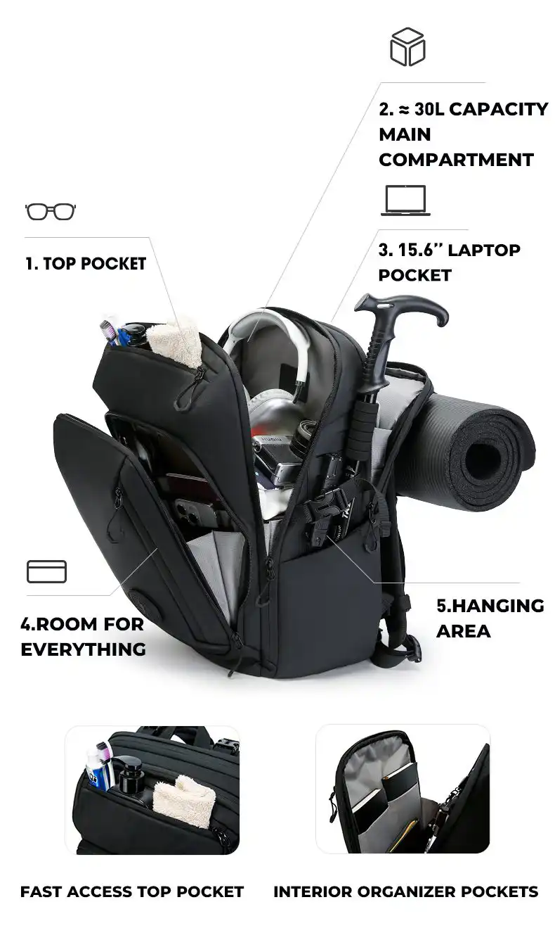 Σακίδιο Πλάτης 30L Laptop 15,6” Bange FW225 μαύρο