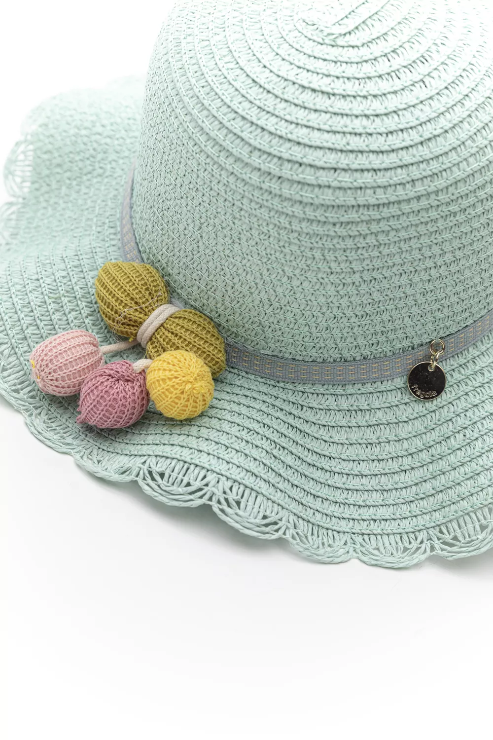 Παιδικό ψάθινο καπέλο με διακόσμηση (5άδα)