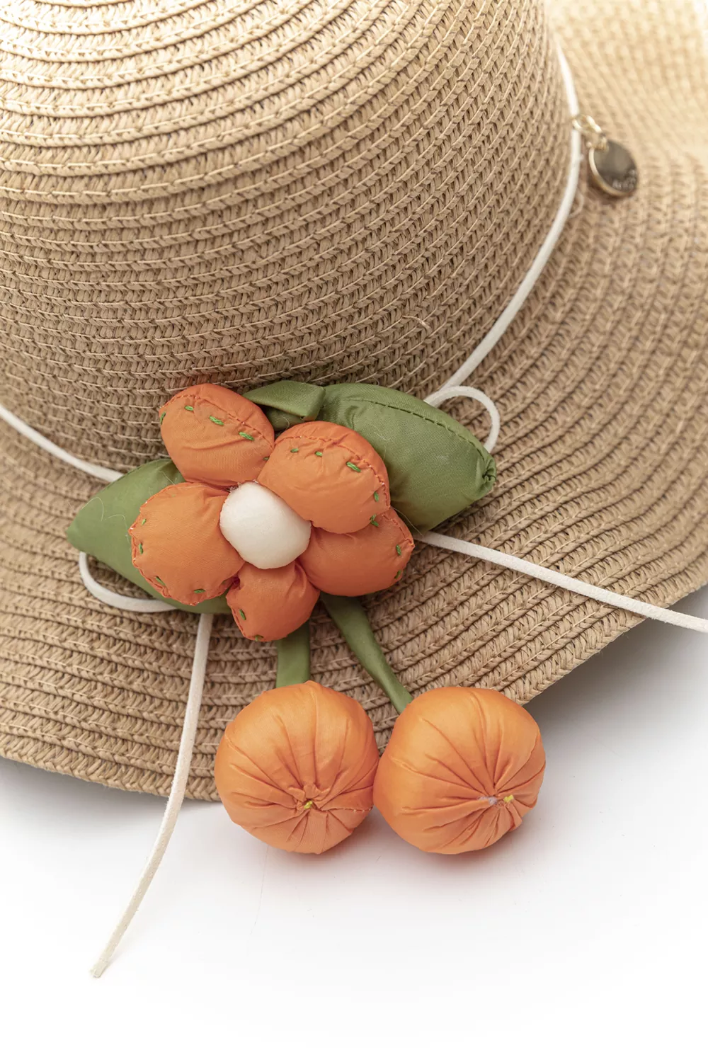 Ψάθινο καπέλο παιδικό με διακόσμηση λουλούδι (6άδα)