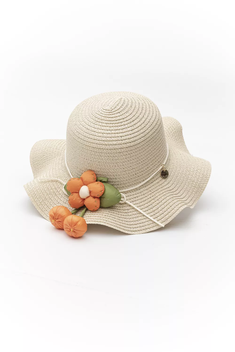 Ψάθινο καπέλο παιδικό με διακόσμηση λουλούδι (6άδα)