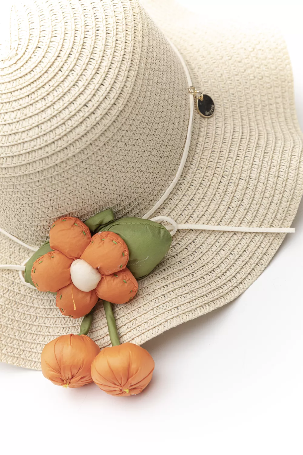 Ψάθινο καπέλο παιδικό με διακόσμηση λουλούδι (6άδα)