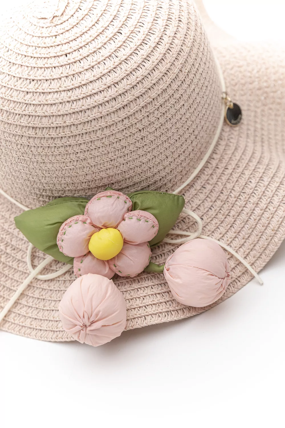 Ψάθινο καπέλο παιδικό με διακόσμηση λουλούδι (6άδα)
