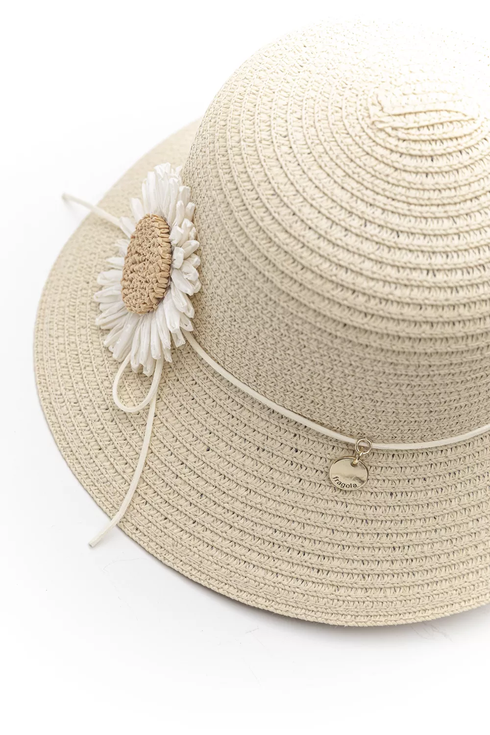 Ψάθινο καπέλο παιδικό με διακόσμηση μαργαρίτα