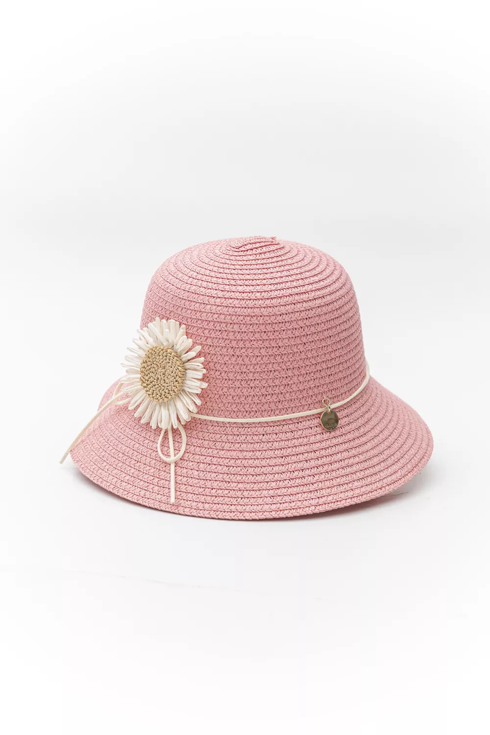 Ψάθινο καπέλο παιδικό με διακόσμηση μαργαρίτα (6άδα)