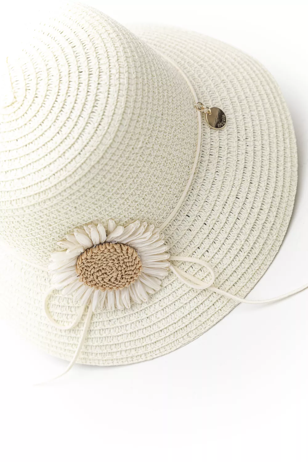 Ψάθινο καπέλο παιδικό με διακόσμηση μαργαρίτα (6άδα)