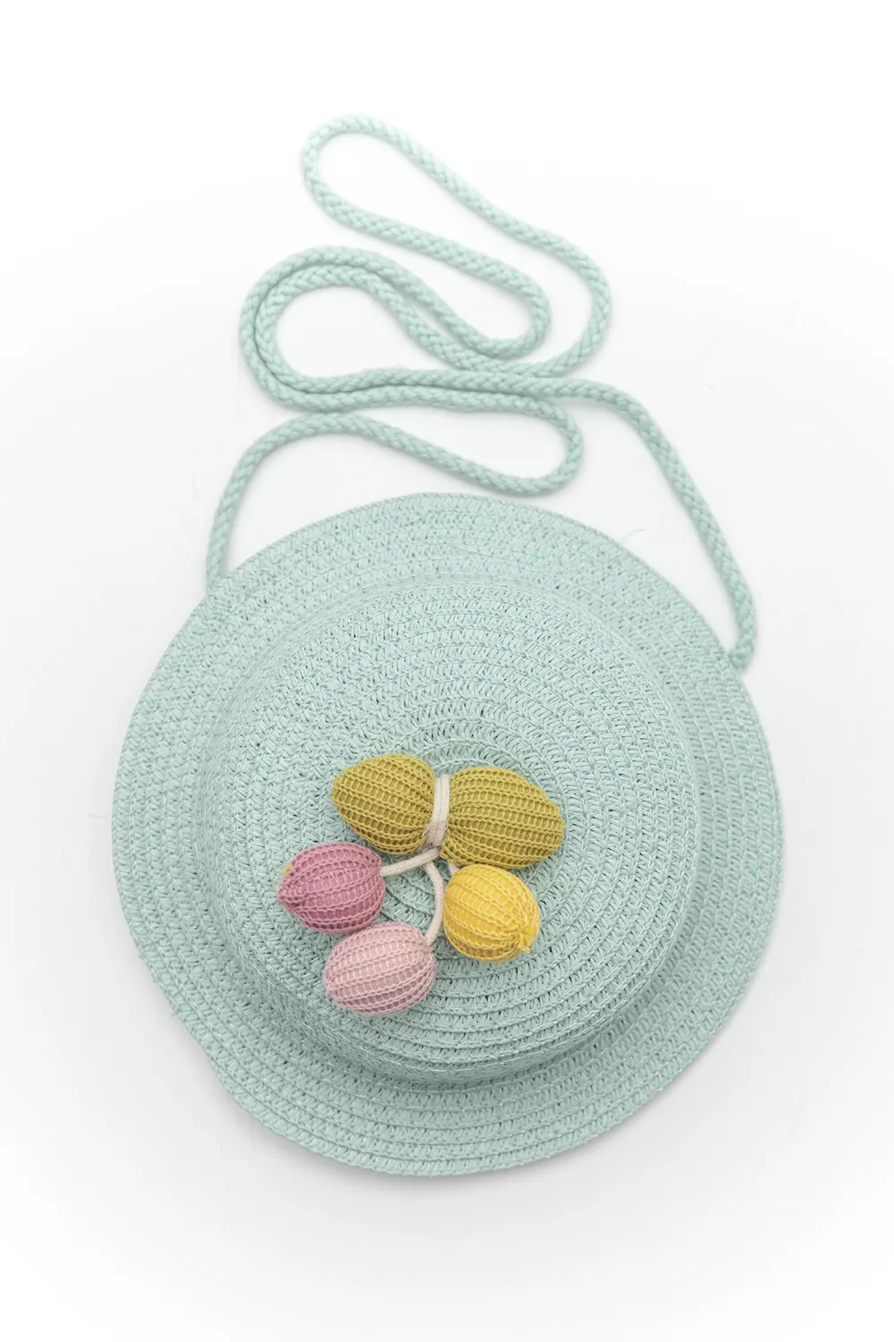 Παιδικό ψάθινο τσαντάκι σε σχήμα καπέλου