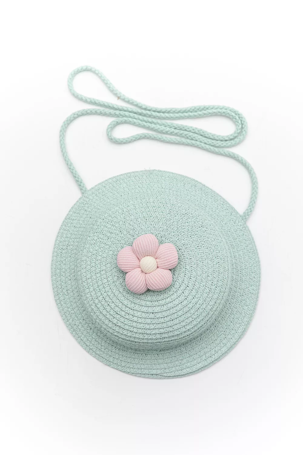 Παιδικό ψάθινο τσαντάκι σε σχήμα καπέλου
