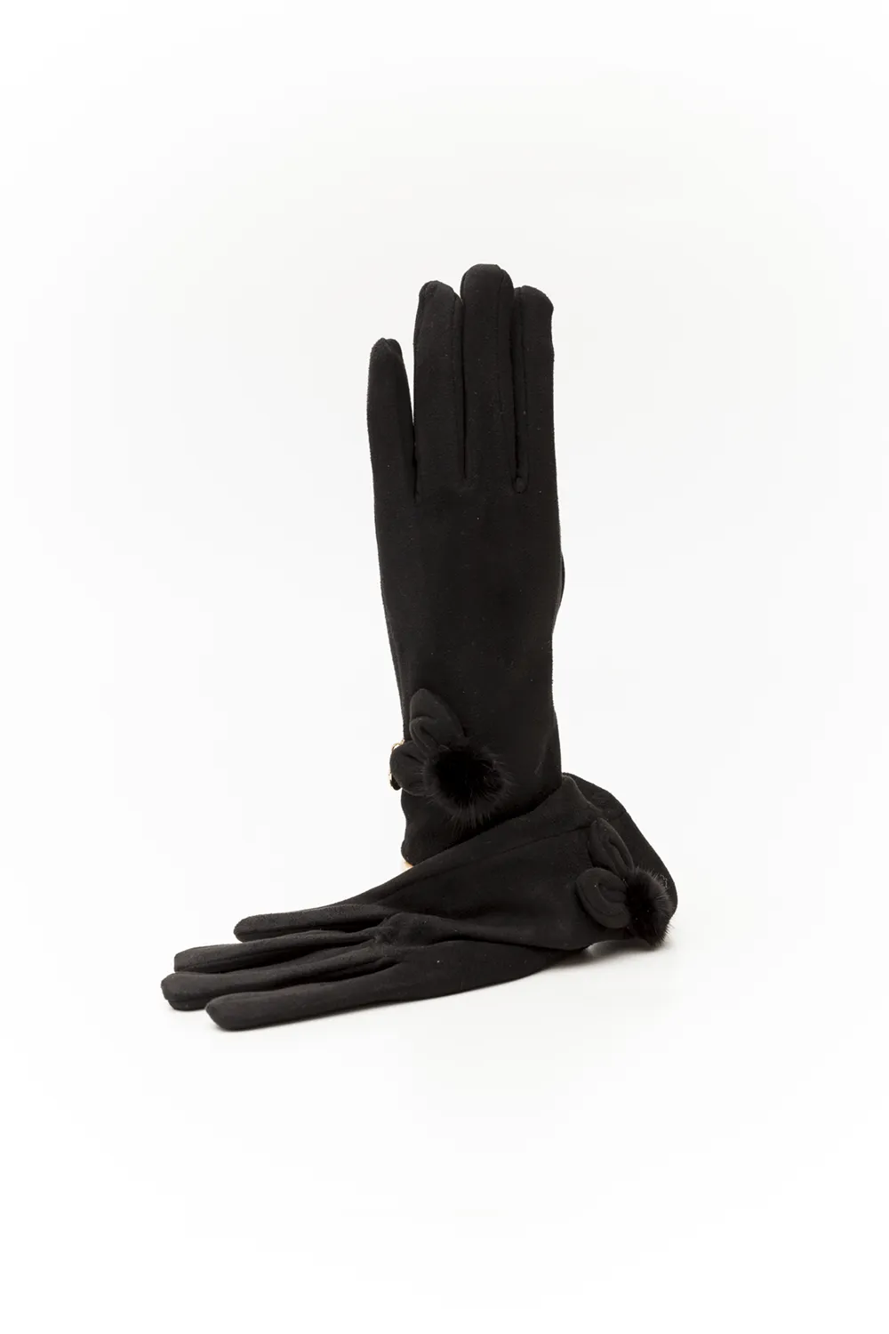 Γάντι γυναικείο με pom pom βιζόν