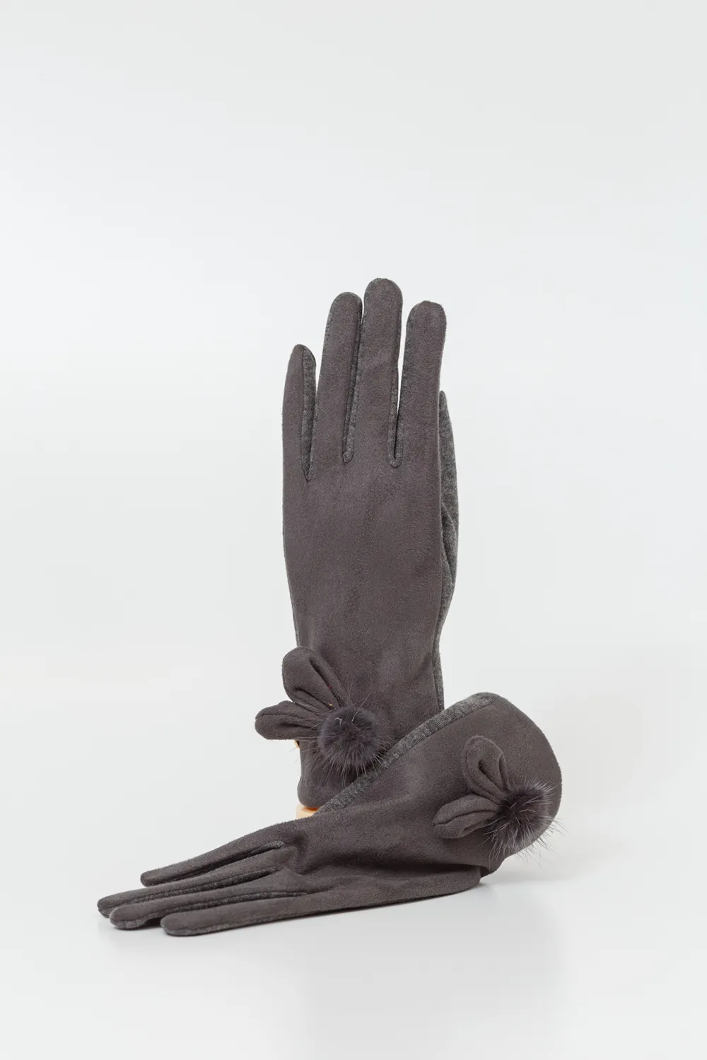 Γάντι γυναικείο με pom pom βιζόν