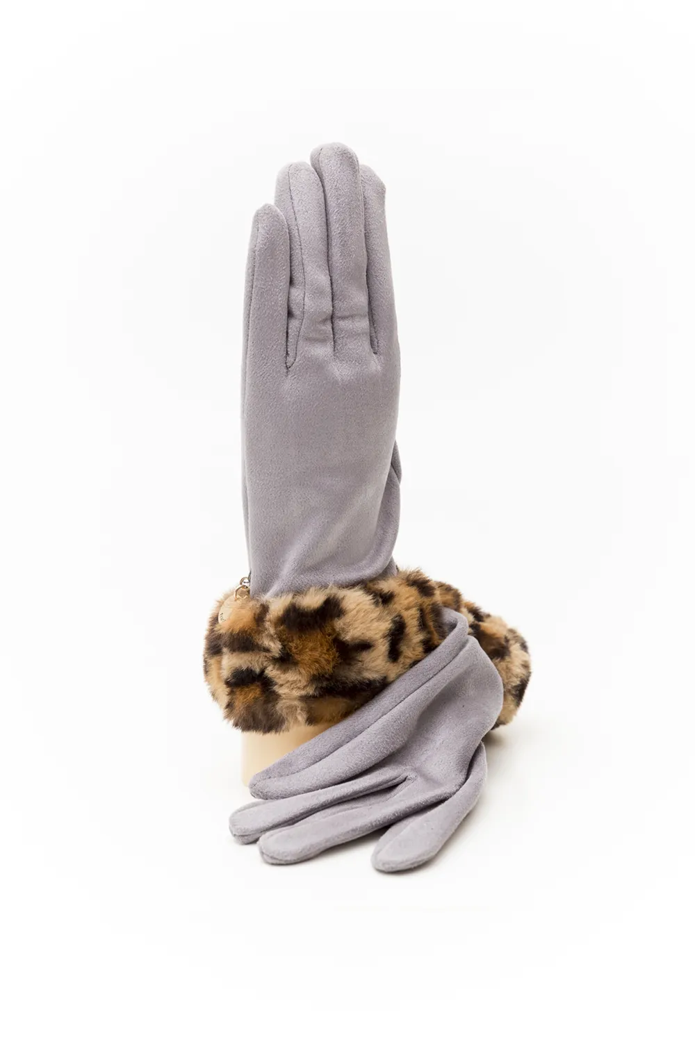 Γάντι γυναικείο με leopard γούνα Γάντι γυναικείο με leopard γούνα