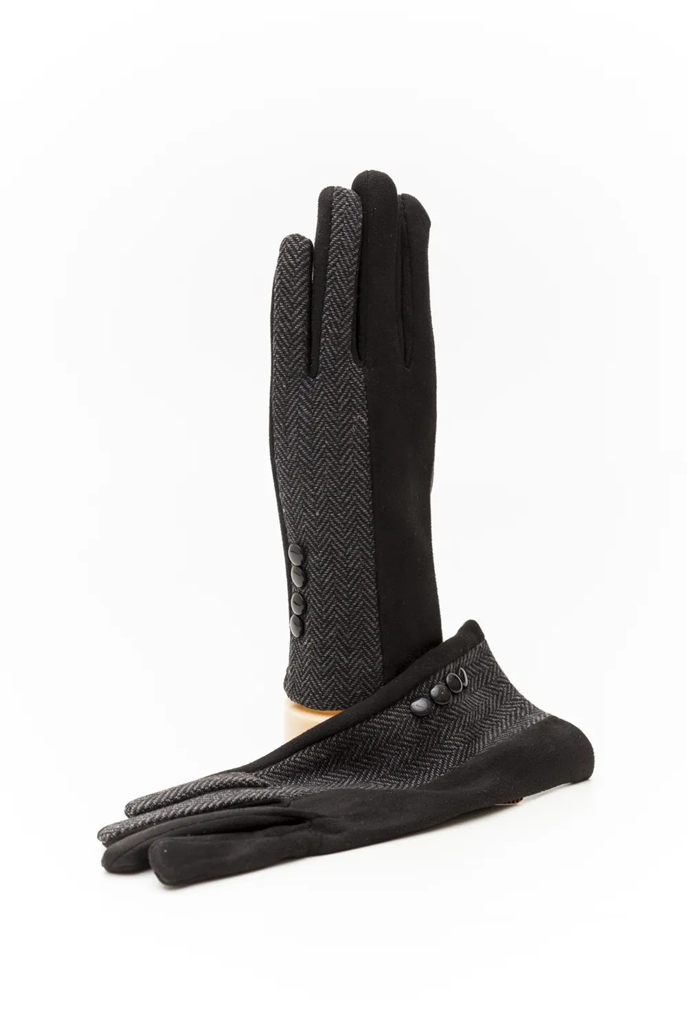 Γάντι γυναικείο με ψαροκόκκαλο και επενδυμένα κουμπιά Γάντι γυναικείο με ψαροκόκκαλο και επενδυμένα κουμπιά