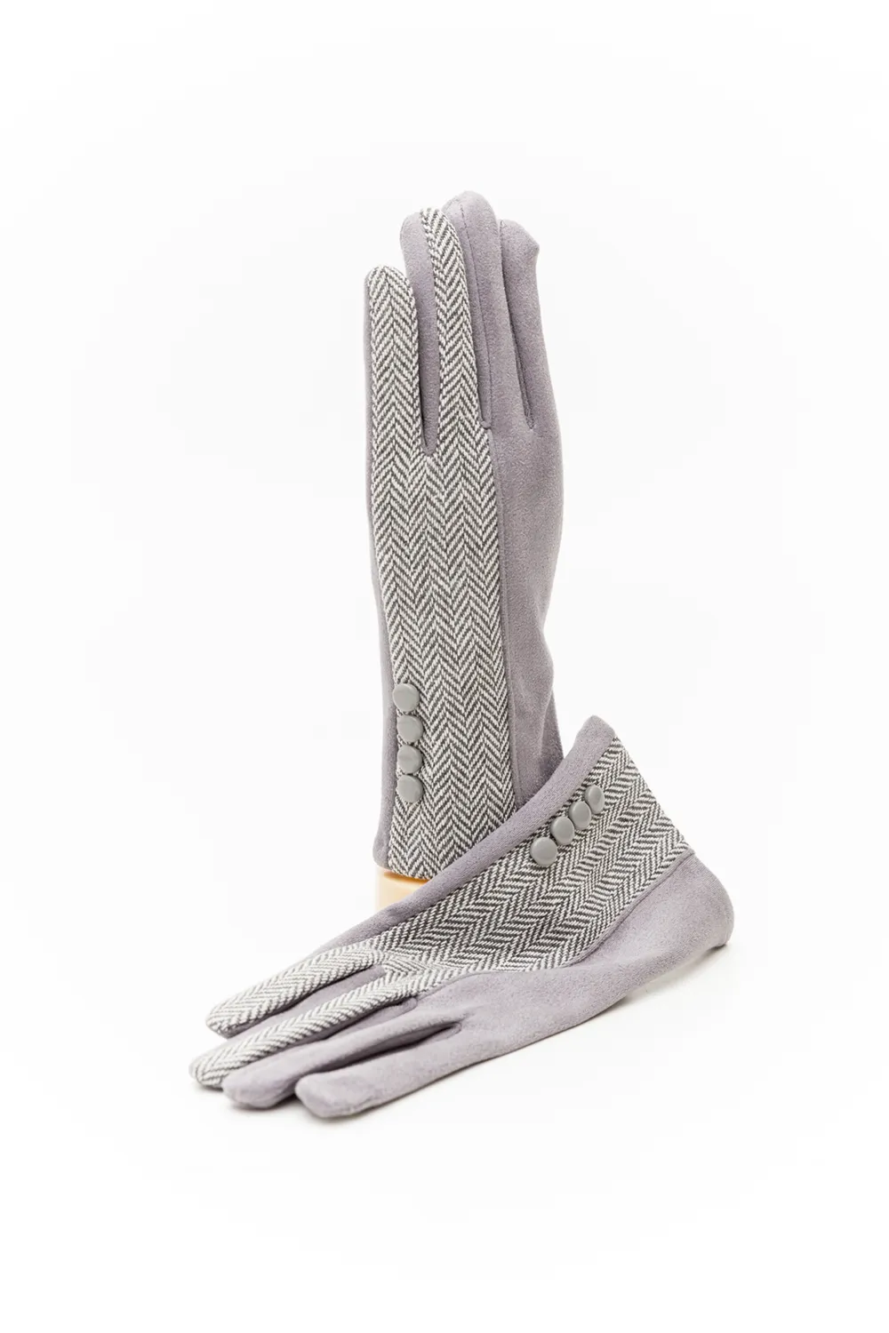 Γάντι γυναικείο με ψαροκόκκαλο και επενδυμένα κουμπιά Γάντι γυναικείο με ψαροκόκκαλο και επενδυμένα κουμπιά