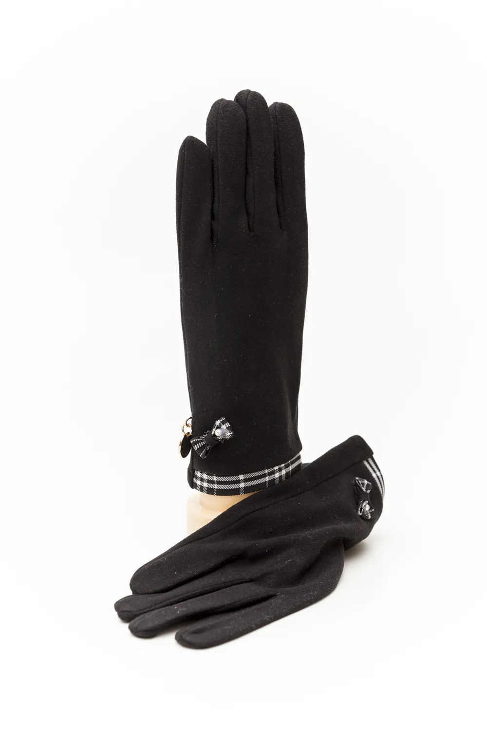 Γυναικείο γάντι με καρώ φιογκάκι Γυναικείο γάντι με καρώ φιογκάκι