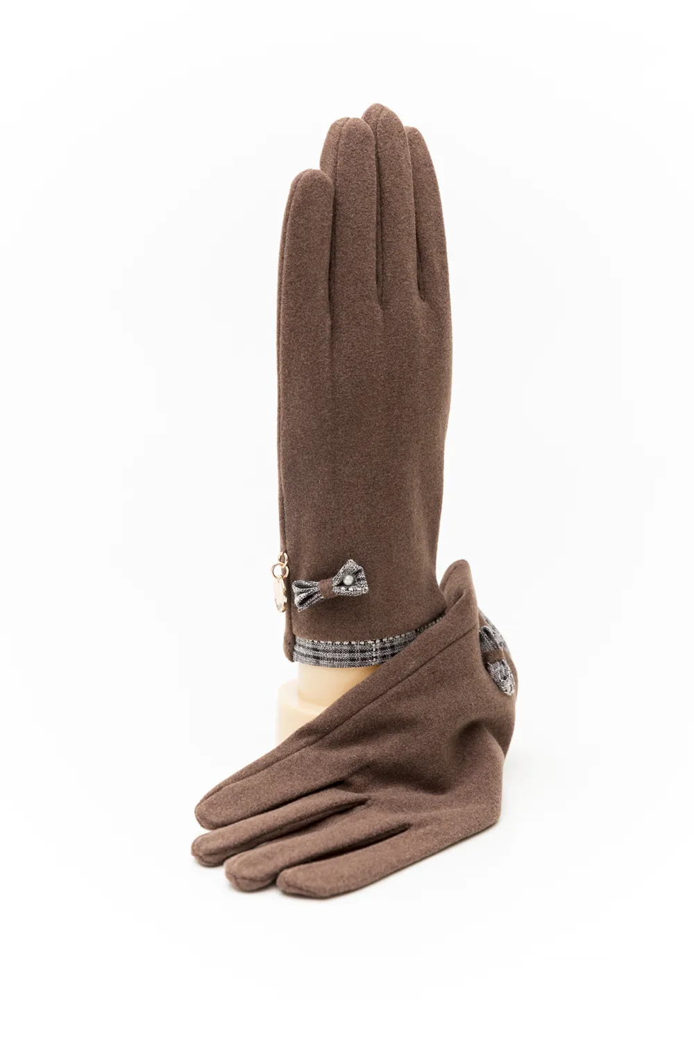 Γυναικείο γάντι με καρώ φιογκάκι Γυναικείο γάντι με καρώ φιογκάκι