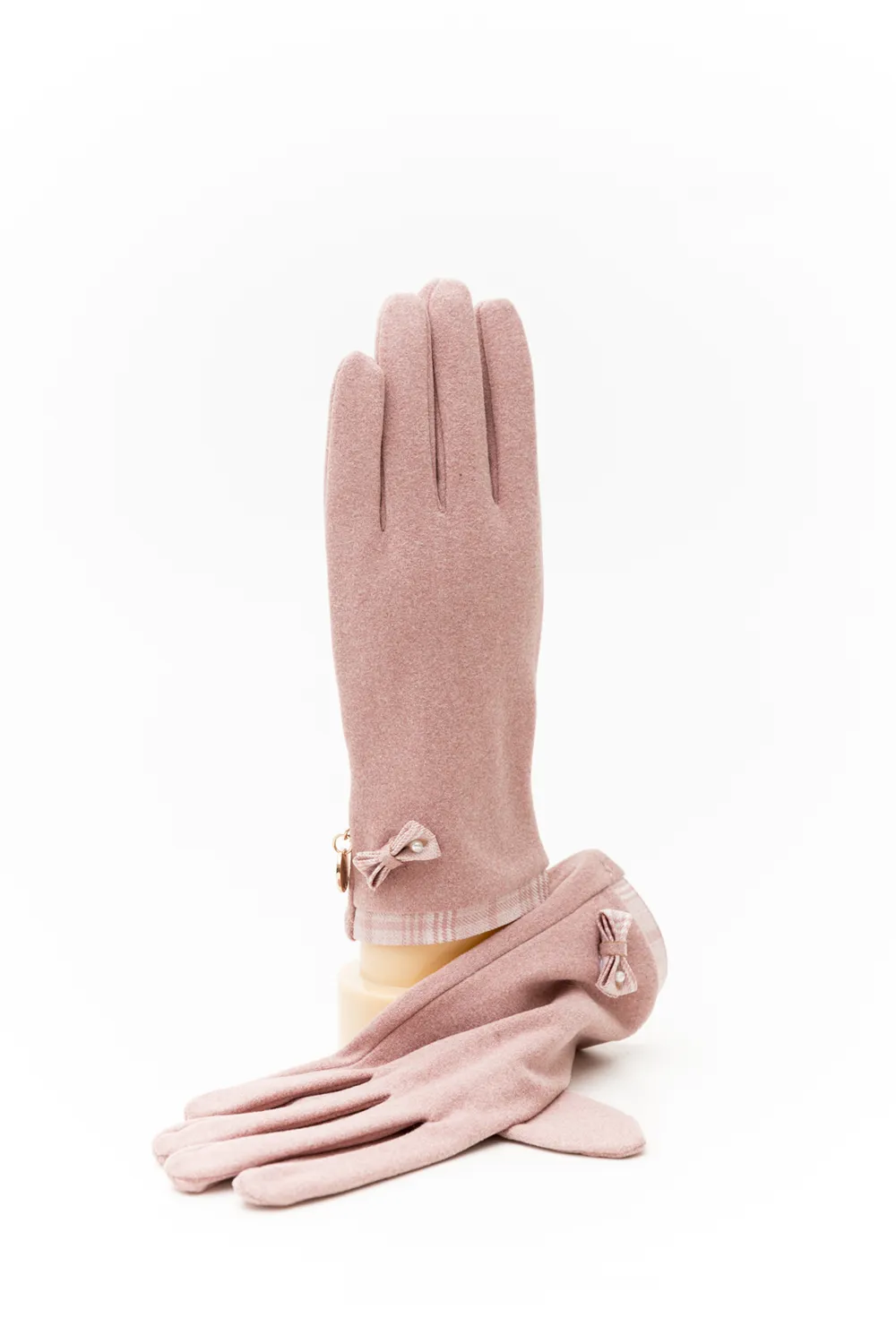 Γυναικείο γάντι με καρώ φιογκάκι Γυναικείο γάντι με καρώ φιογκάκι