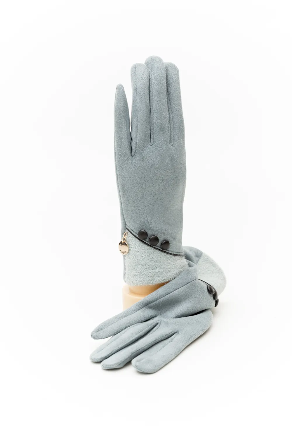 Γάντι γυναικείο με μπουκλέ πατιλέτα και επενδυμένα κουμπιά Γάντι γυναικείο με μπουκλέ πατιλέτα και επενδυμένα κουμπιά