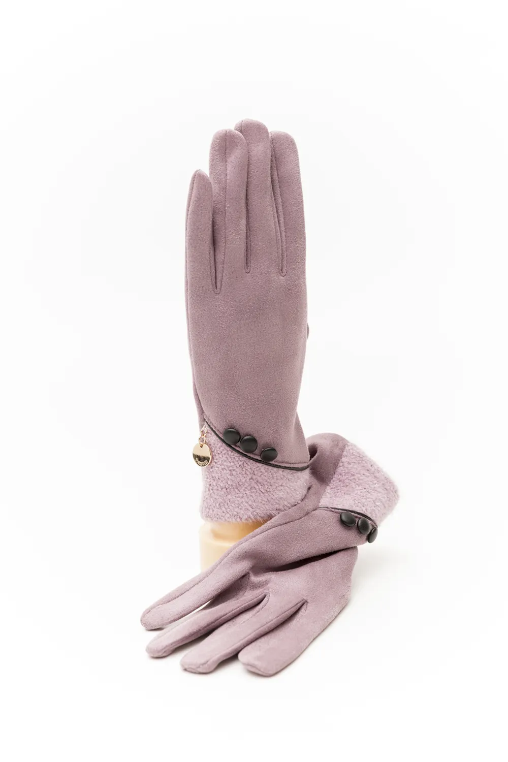 Γάντι γυναικείο με μπουκλέ πατιλέτα και επενδυμένα κουμπιά Γάντι γυναικείο με μπουκλέ πατιλέτα και επενδυμένα κουμπιά