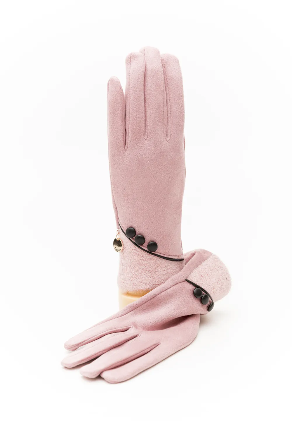 Γάντι γυναικείο με μπουκλέ πατιλέτα και επενδυμένα κουμπιά Γάντι γυναικείο με μπουκλέ πατιλέτα και επενδυμένα κουμπιά