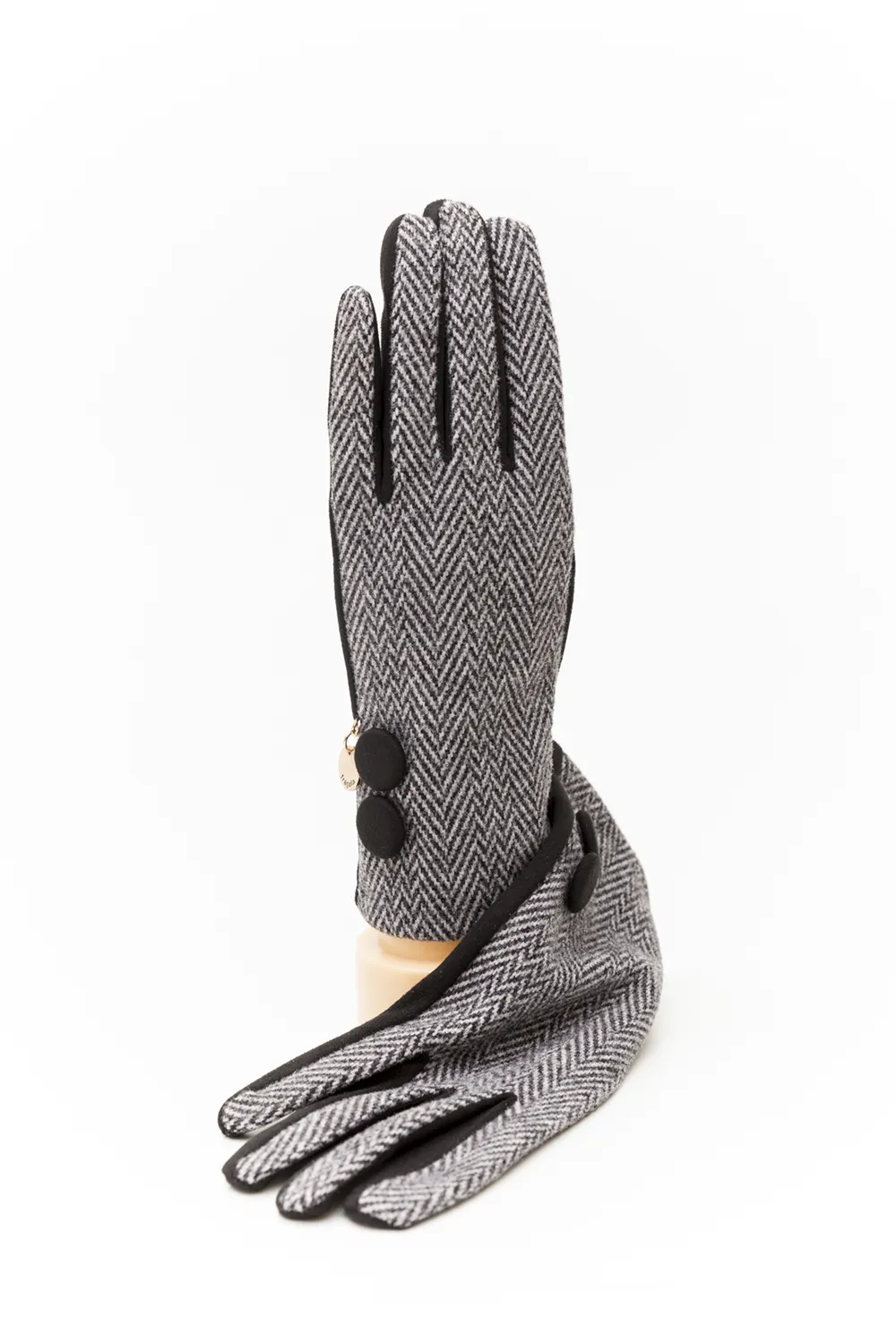 Γάντι γυναικείο ψαροκόκκαλο με επενδυμένα κουμπιά Γάντι γυναικείο ψαροκόκκαλο με επενδυμένα κουμπιά