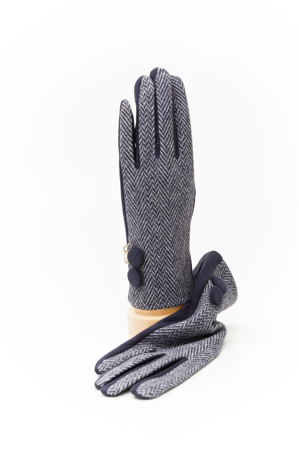 Γάντι γυναικείο ψαροκόκκαλο με επενδυμένα κουμπιά Γάντι γυναικείο ψαροκόκκαλο με επενδυμένα κουμπιά