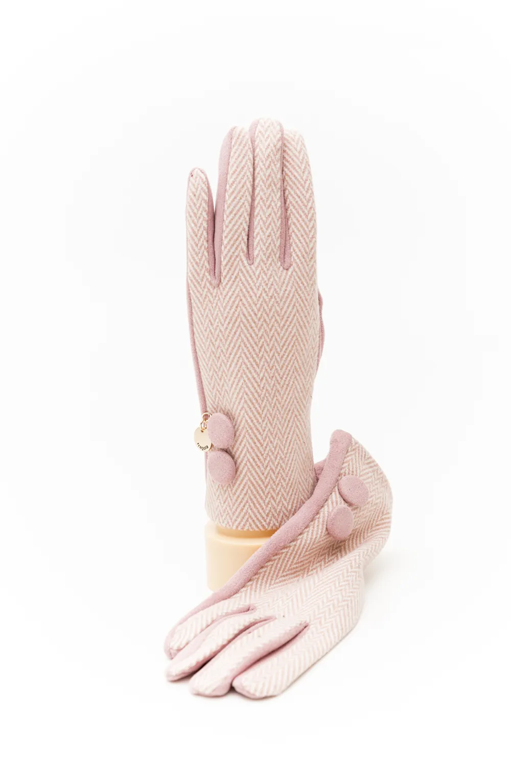 Γάντι γυναικείο ψαροκόκκαλο με επενδυμένα κουμπιά Γάντι γυναικείο ψαροκόκκαλο με επενδυμένα κουμπιά