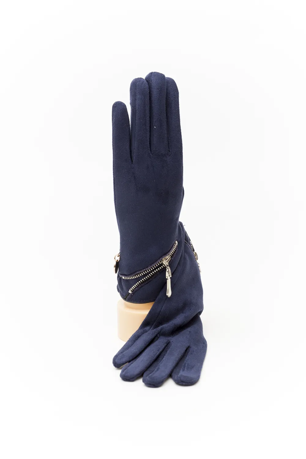 Γάντι γυναικείο με πλάγιο μεταλλικό φερμουάρ Γάντι γυναικείο με πλάγιο μεταλλικό φερμουάρ