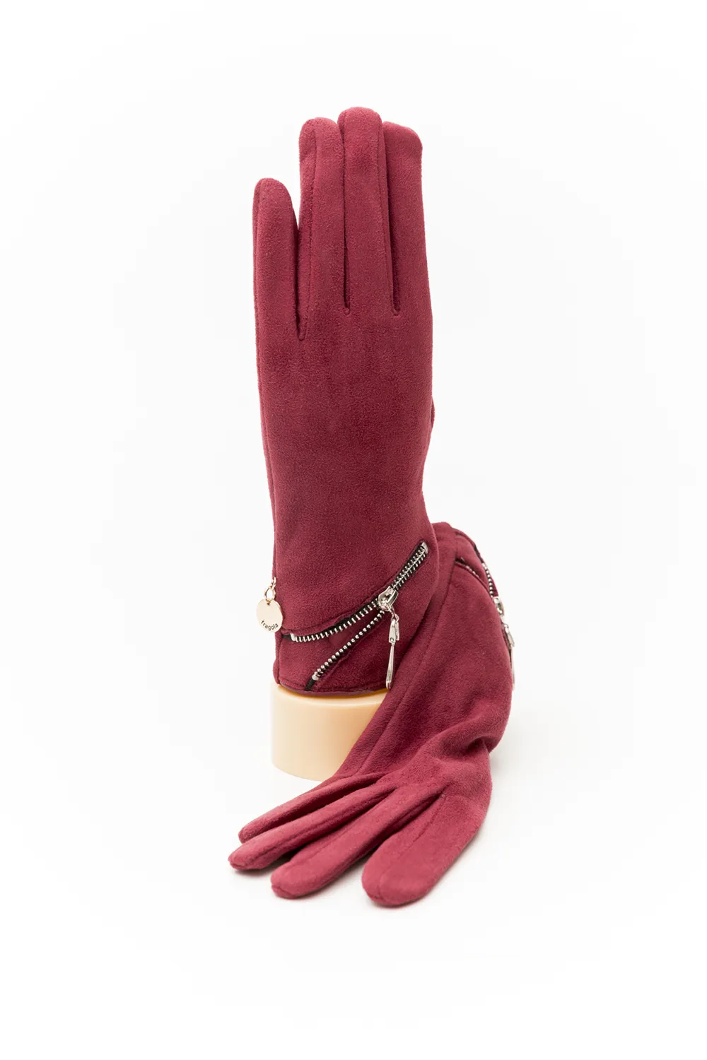 Γάντι γυναικείο με πλάγιο μεταλλικό φερμουάρ Γάντι γυναικείο με πλάγιο μεταλλικό φερμουάρ