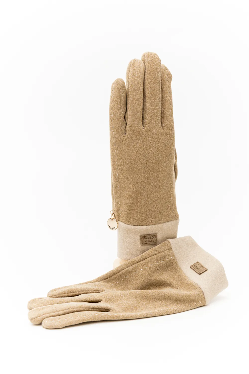 Γάντι γυναικείο με υφή τσόχας Γάντι γυναικείο με υφή τσόχας