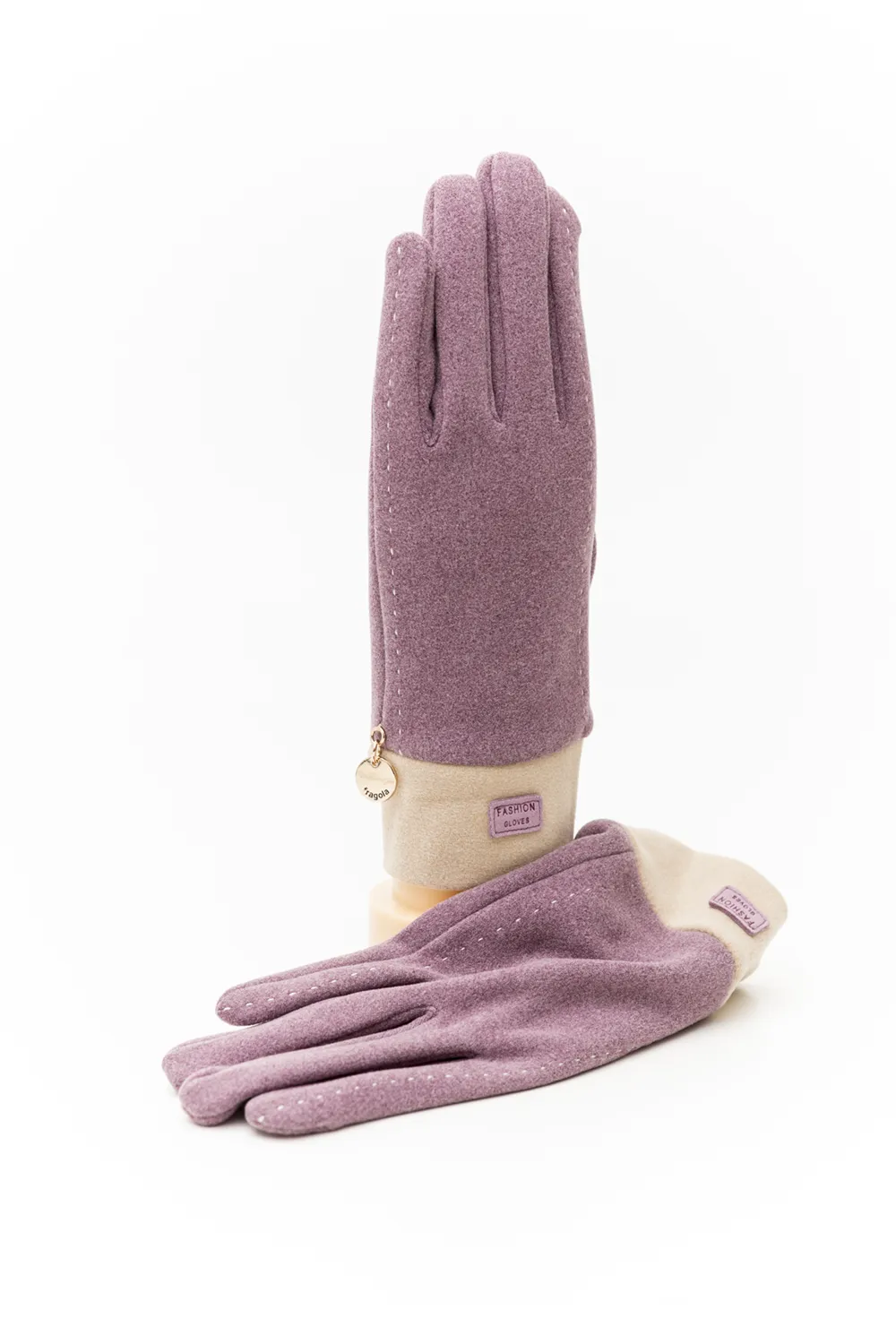 Γάντι γυναικείο με υφή τσόχας Γάντι γυναικείο με υφή τσόχας