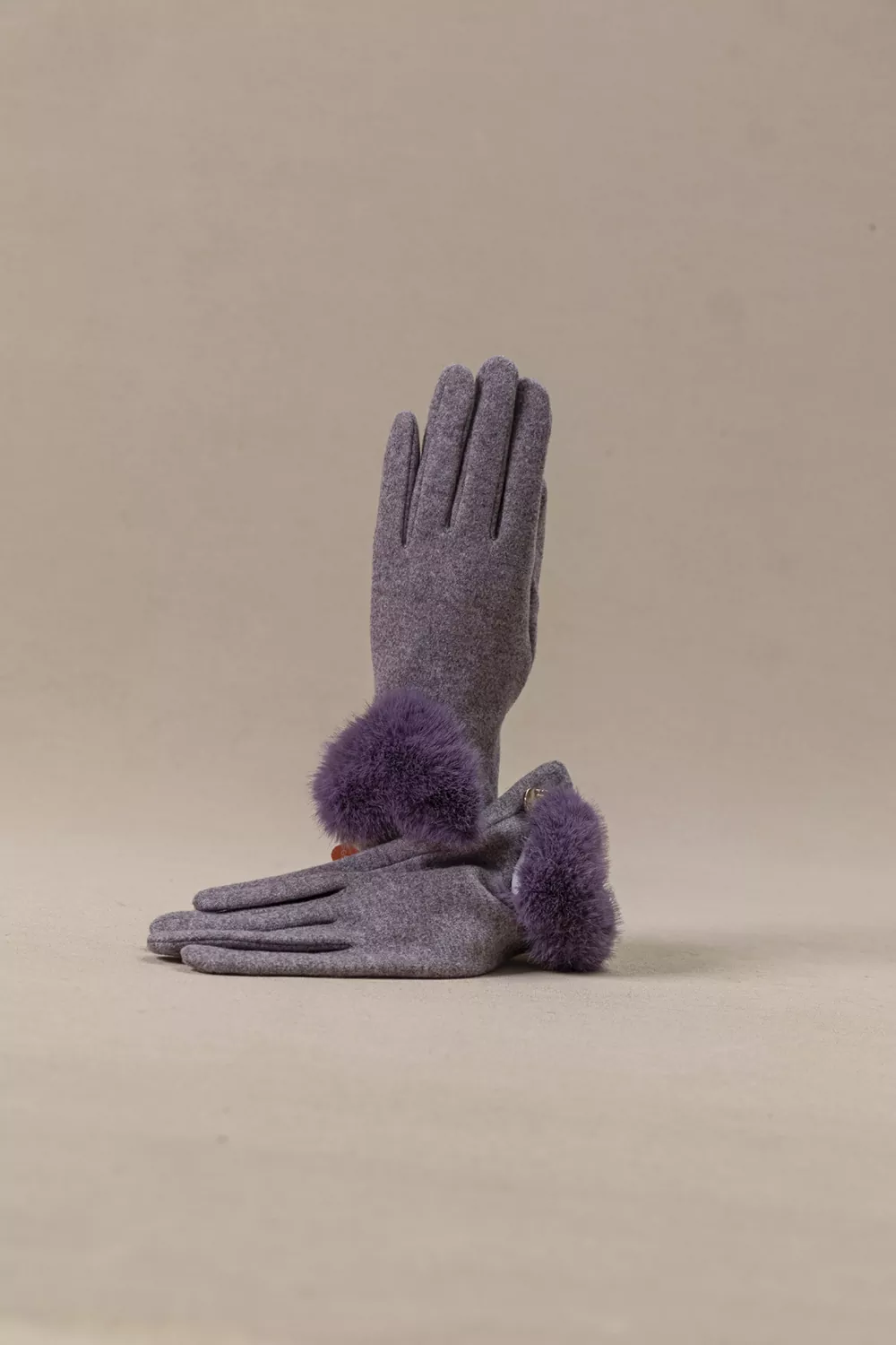 Γάντι γυναικείο με οικολογική γούνα καρδιά