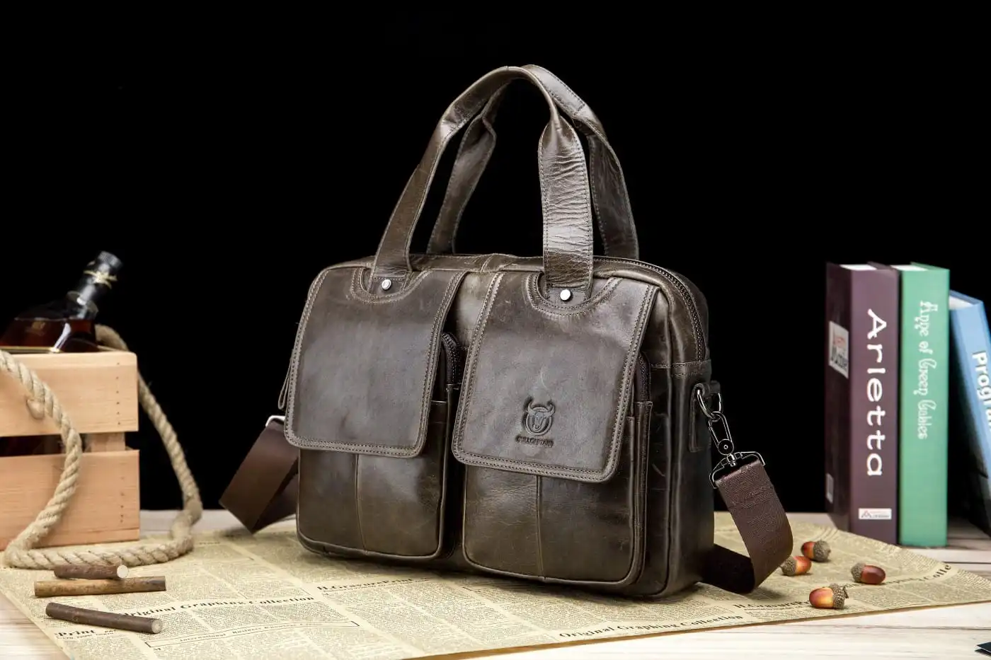 Δερμάτινος χαρτοφύλακας Bull Captain GWB-042 καφέ