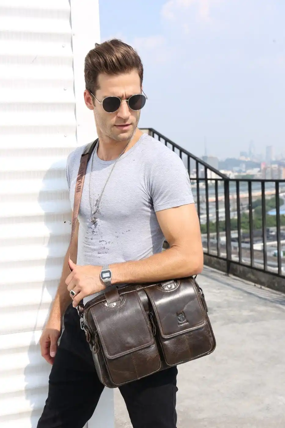 Δερμάτινος χαρτοφύλακας Bull Captain GWB-042 καφέ