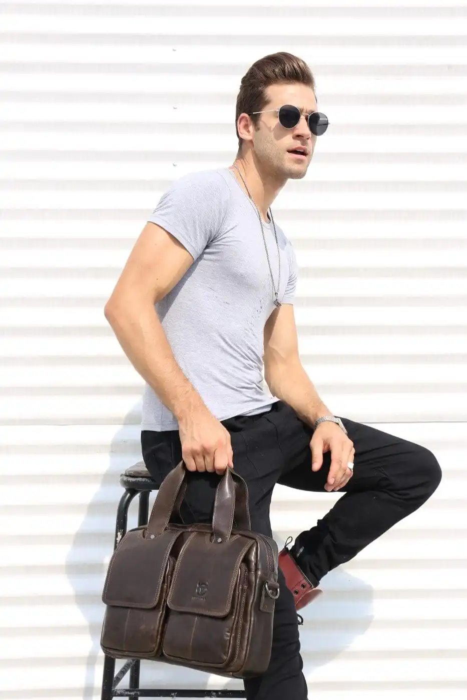 Δερμάτινος χαρτοφύλακας Bull Captain GWB-042 καφέ