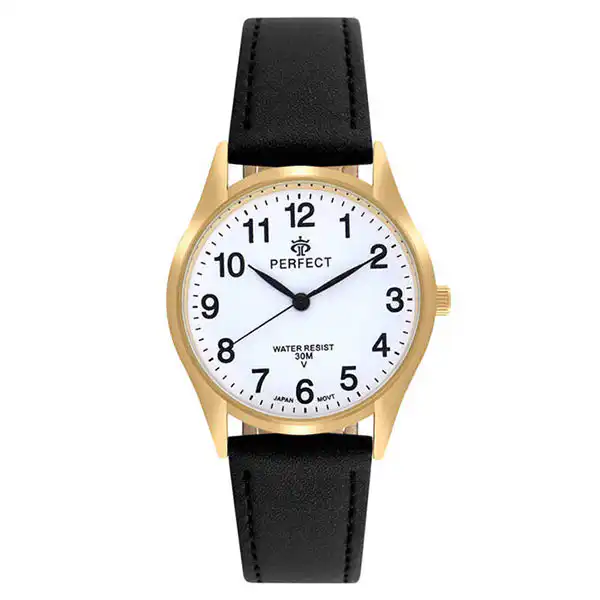 Perfect γυναικείο ρολόι με δερμάτινο λουρί GX018-11 ΜΑΥΡΟ