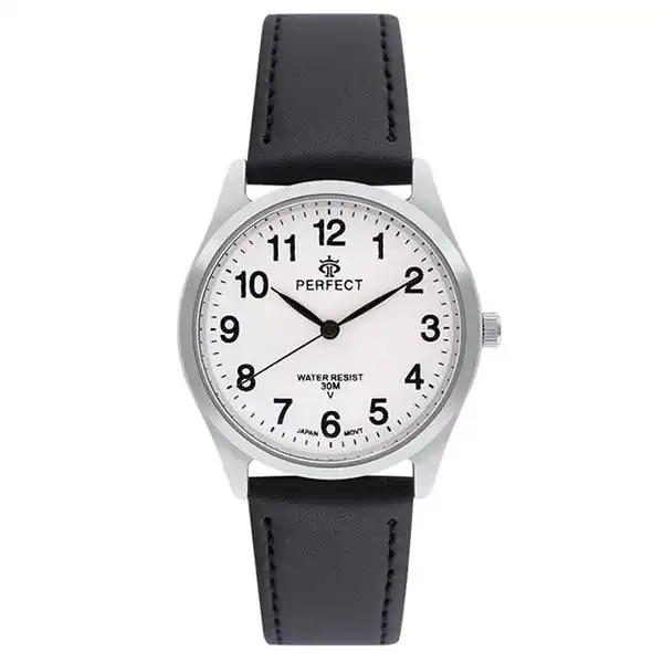 Perfect γυναικείο ρολόι με δερμάτινο λουρί GX041-03 ΜΑΥΡΟ