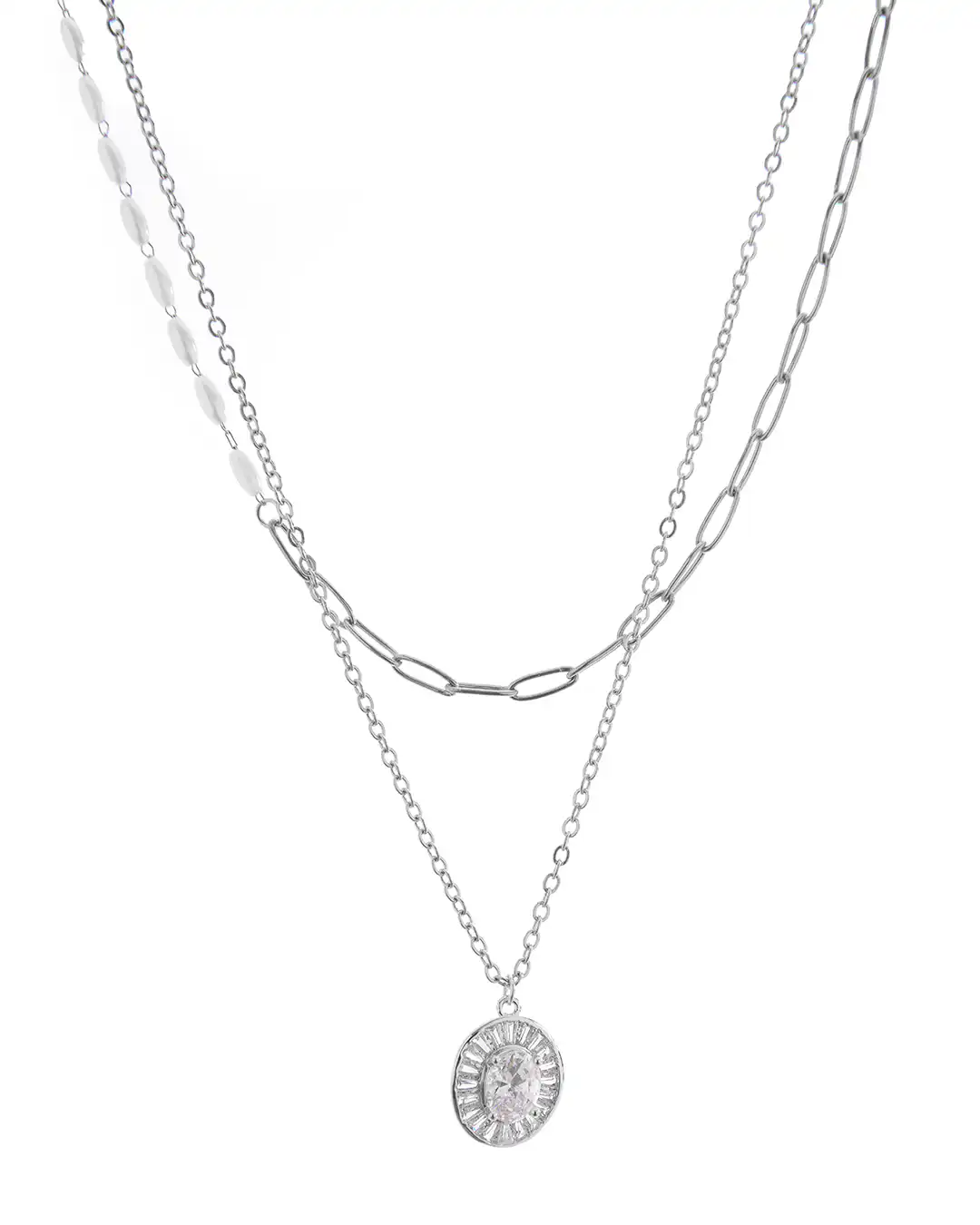 Διπλή αλυσίδα λαιμού HS4607-14 – Ασημί Διπλή αλυσίδα λαιμού HS4607-14 – Ασημί