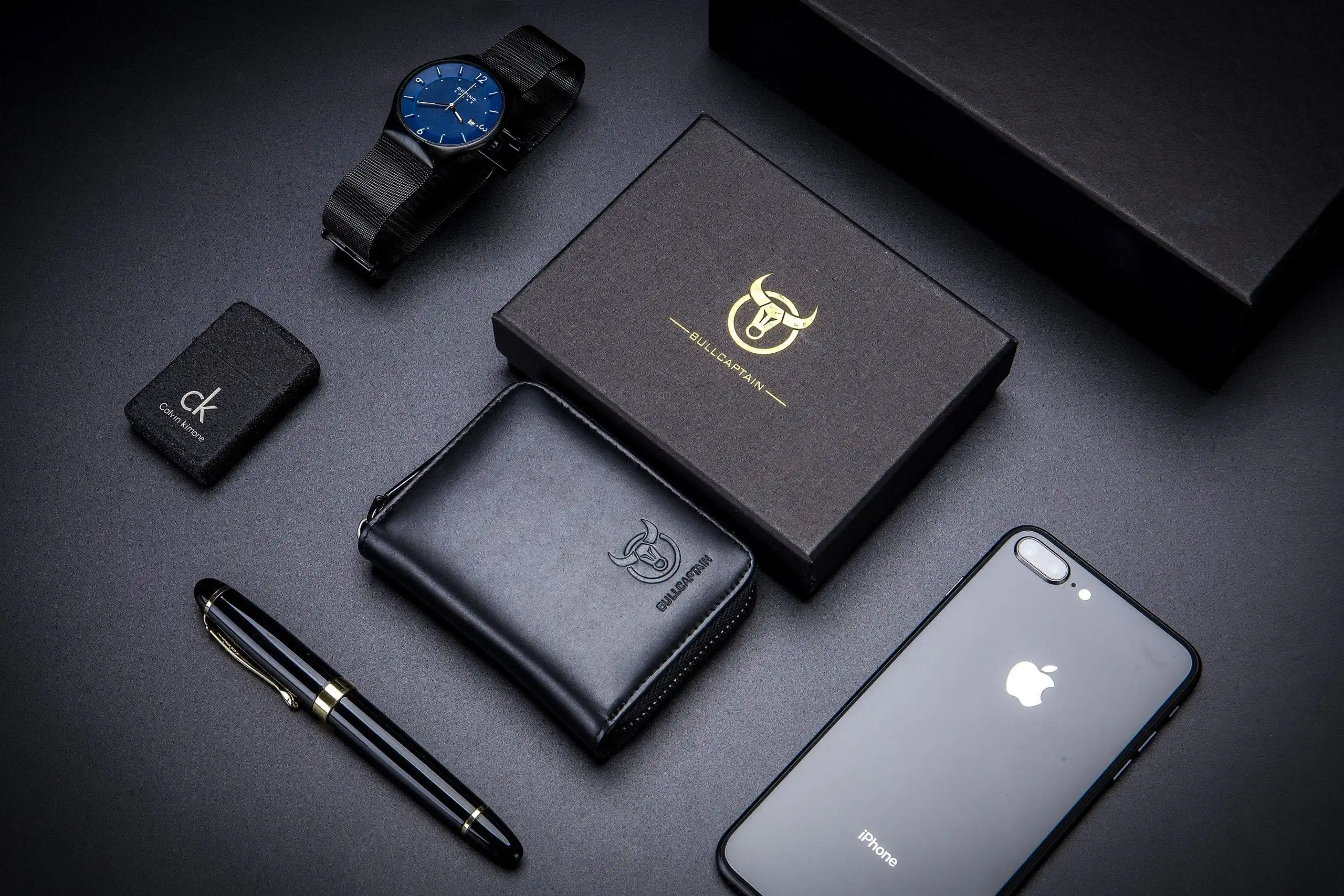 Δερμάτινο πορτοφόλι καρτοθήκη Bull Captain KB05 μαύρο