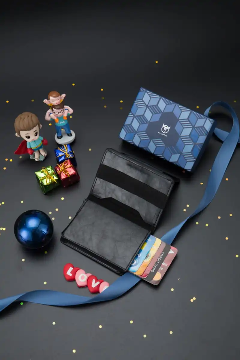 Δερμάτινο πορτοφόλι καρτοθήκη Bull Captain KB464 μαύρη